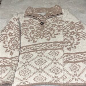 Knox Rose Women's Cream and Tan Patterned Turtleneck Sweater